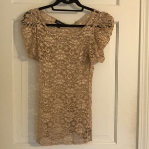Bebe lace top w. corset style back